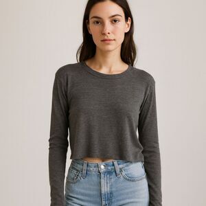 JOAH BROWN Gray Long Sleeve Scoop Neck Shirt Top Women's Size Small